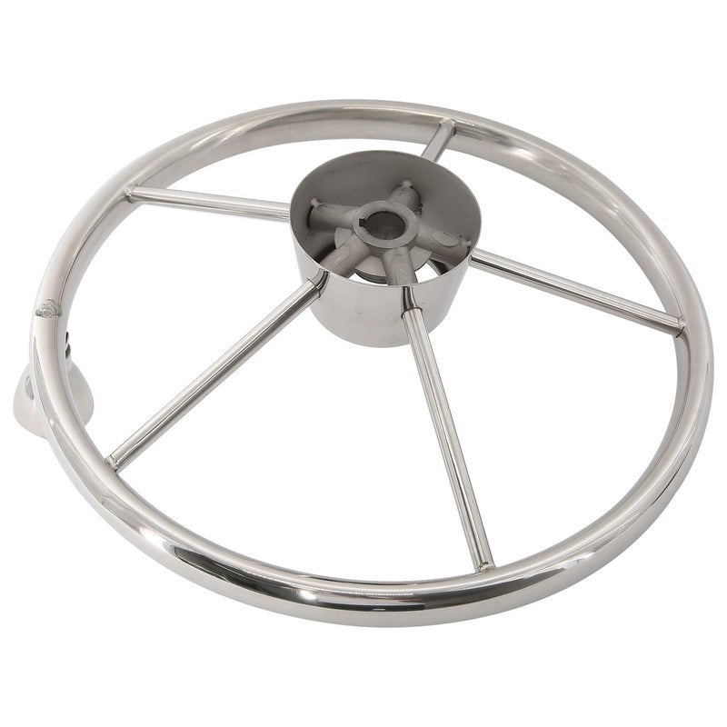 NovelBee 5 Spoke Dia.13-1/2" Stainless Steel Boat Steering Wheel with Control Knob and Cap - Image 2